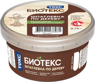 Шпатлевка готовая Текс По дереву (750г, белый)