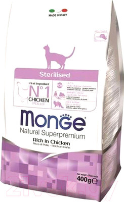 Сухой корм для кошек Monge Functional Line Sterilised Rich in Chicken (400г)