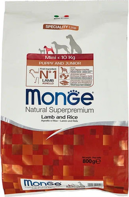 Сухой корм для собак Monge Speciality Mini Puppy&Junior Lamb&Rice (800г)