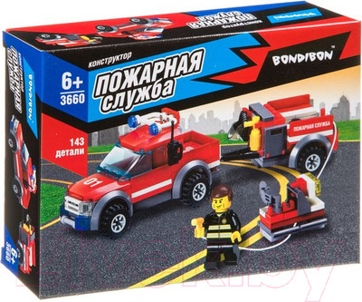 Конструктор Bondibon Пожарная служба. Машина с прицепом / ВВ3660