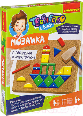 Развивающая игра Bondibon Мозаика с гвоздями и молоточком 1 / ВВ2691