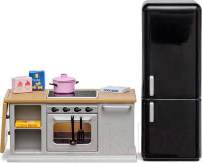 Комплект аксессуаров для кукольного домика Lundby Кухонный остров и холодильник / LB-60201800
