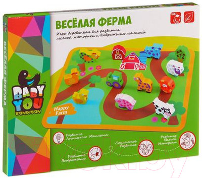 Развивающая игрушка Bondibon Веселая Ферма. Бусины для нанизывания / ВВ1109-1