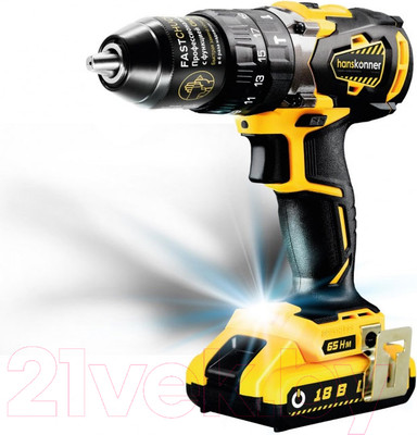 Аккумуляторная дрель-шуруповерт Hanskonner HCD1865BLI