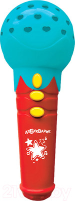 Музыкальная игрушка Азбукварик Веселые песенки. Микрофончик с огоньками / AZ-2558B (бирюзовый)