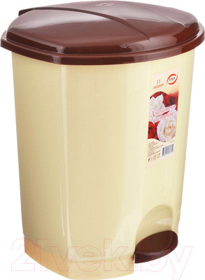 Мусорное ведро Эльфпласт EP031 с педалью (11л, бежево-коричневый)