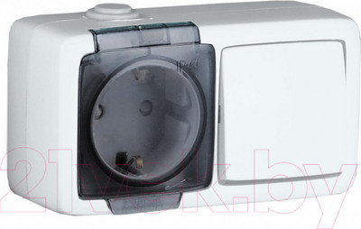 Блок выключатель+розетка Hegel БА16-211 (белый)