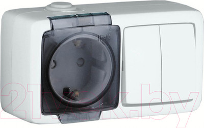 Блок выключатель+розетка Hegel БА16-212 (белый)