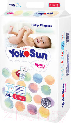 Подгузники детские YokoSun На липучках размер L 9-13кг (54шт)