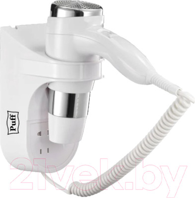 Фен настенный Puff 1600B (белый, с дополнительной розеткой)