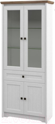 Шкаф с витриной Мебель-Неман Тиволи МН-035-08 (белый структурный/дуб стирлинг)