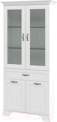 Шкаф с витриной Мебель-Неман Юнона МН-132-14 (белый текстурный)