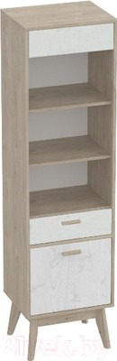 Шкаф-пенал с витриной Мебельград Калгари (айс 06/дуб натуральный светлый)