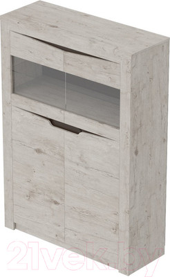 Шкаф с витриной Мебельград Соренто 2-х дверный 107x38.5x150 (дуб бонифаций/кофе структурный матовый)