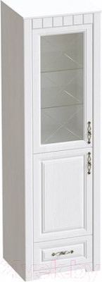 Шкаф с витриной Мебельград Прованс (бодега белая/патина премиум)