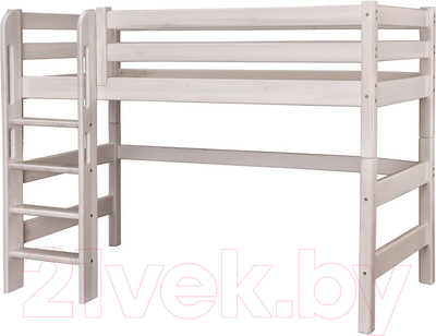 Кровать-чердак детская Мебельград Соня вариант 5 (массив сосны белый)