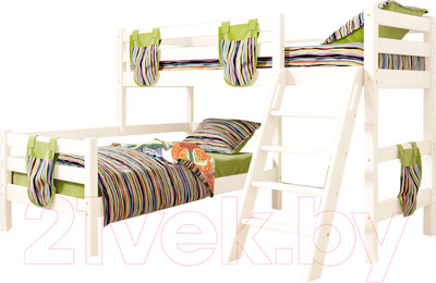 Двухъярусная кровать детская Мебельград Соня вариант 8 (массив сосны белый)
