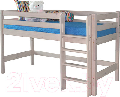 Кровать-чердак детская Мебельград Соня вариант 11 (массив сосны белый)