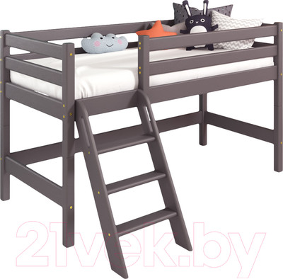 Кровать-чердак детская Мебельград Соня вариант 12 (массив сосны лаванда)