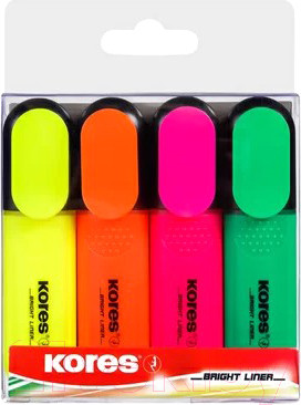 Набор маркеров Kores Bright Liner / 36140.01 (4шт)