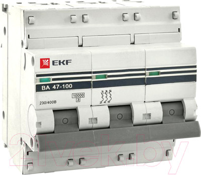 Выключатель автоматический EKF ВА 47-100 3P 100А (C) 10кА PROxima / mcb47100-3-100C-pro
