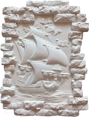 Декоративный камень гипсовый Polinka Декор Фрегат белый (260x200x20)