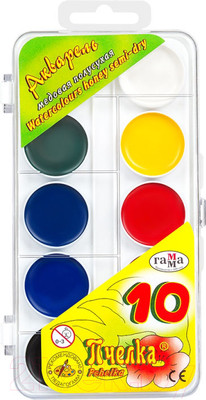 Акварельные краски ГАММА Пчелка / 212038 (10цв)