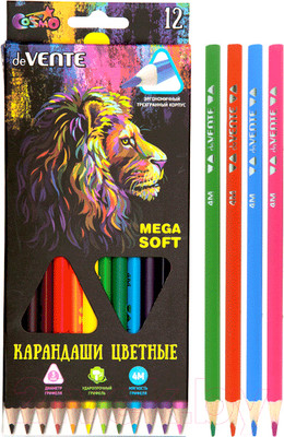 Набор цветных карандашей deVente Trio Mega Soft 4М / 5022915 (12цв)