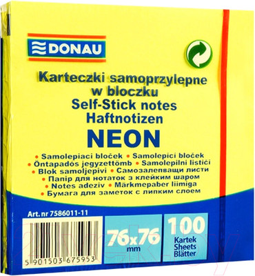 Блок для записей Donau Neon / 7586011-11 (желтый неон)