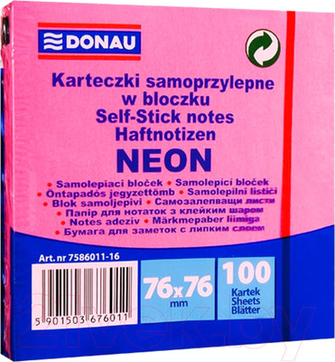 Блок для записей Donau Neon / 7586011-16 (розовый неон)