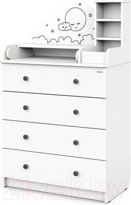 Комод пеленальный Атон Сириус ALF 804 ЛДСП (с шариковыми направляющими, белый)
