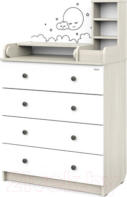 Комод пеленальный Атон Сириус ALF 804 ЛДСП (с шариковыми направляющими, шимо светлый/белый)