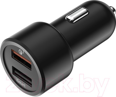 Адаптер питания автомобильный Olmio 2USB QC3.0+Smart IC 30W / 038718