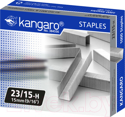 Скобы канцелярские Kangaro 23/15H (1000шт)
