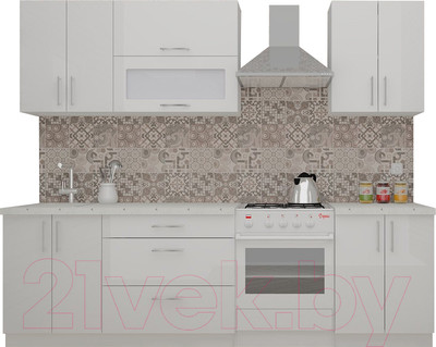 Кухонный гарнитур ВерсоМебель ВерсоЛайн 8-2.0 (белый 001)
