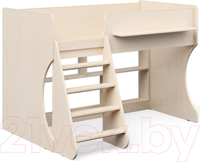Кровать-чердак детская Можга Капризун 2 / Р436 (дуб млечный)