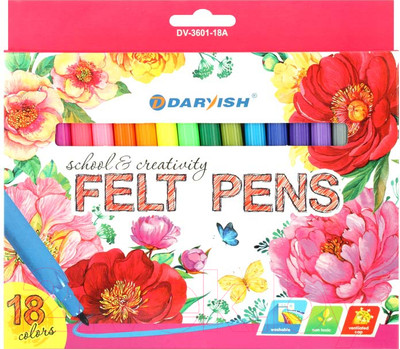 Фломастеры Darvish Для девочек / DV-3601-18A (18шт)