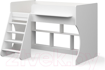 Кровать-чердак детская Можга Капризун 2 / Р436 (белый)