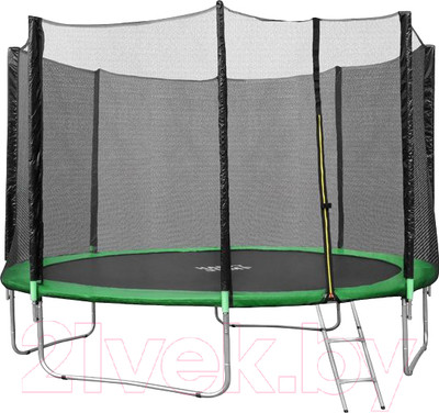 Батут Happy Jump PRO 12ft с внешней сеткой и лестницей (374см)