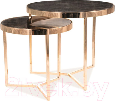 Комплект журнальных столиков Signal Delia II (мраморный эффект/золото)