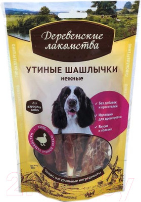 Лакомство для собак Деревенские лакомства Утиные шашлычки нежные (90г)