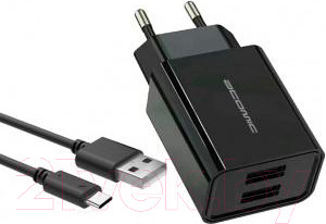 Зарядное устройство сетевое Atomic U400 (черный, с кабелем Type-C)