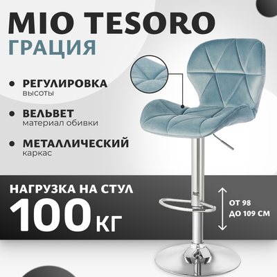 Стул барный Mio Tesoro Грация BS-035 (G062-43 бледно-голубой)
