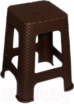 Табурет пластиковый Violet Ротанг / 220201 (коричневый)