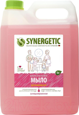 Мыло жидкое Synergetic Аромамагия биоразлагаемое для рук и тела (5л)