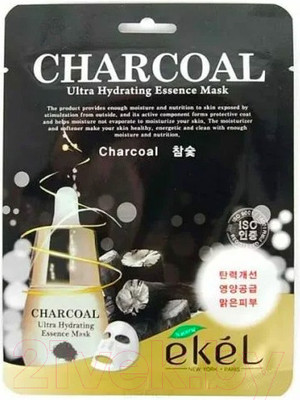 Маска для лица тканевая Ekel С древесным углем очищающая (25г)