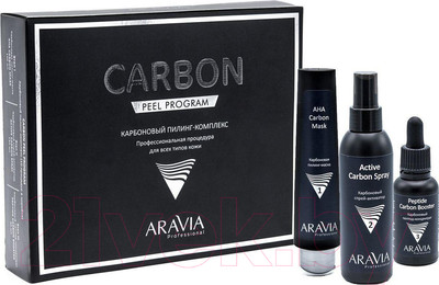 Набор косметики для лица Aravia Carbon Peel Program пилинг-маска 100мл+спрей 150мл+пептид 30мл