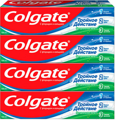 Набор зубных паст Colgate Тройное действие. Натуральная мята (4x100мл)