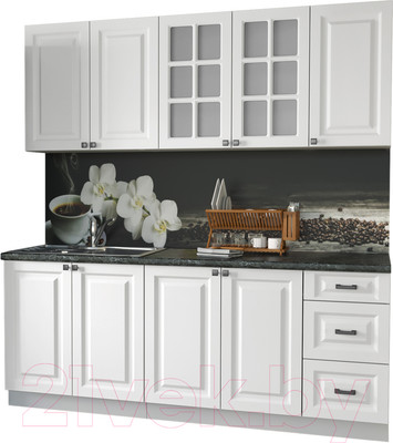 Кухонный гарнитур Интерлиния Мила Деко 2.0 А (белый/кастилло темный)