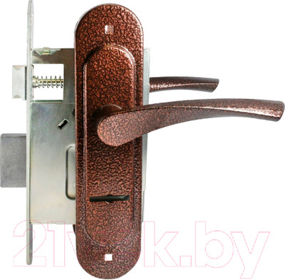 Замок врезной Птимаш ЗВ9-4.07 / ЗВ9-0623 (медь матовая антик)